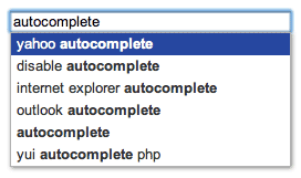 Screenshot of the AutoComplete list widget